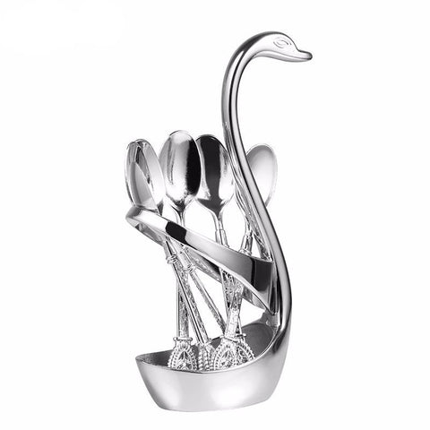 Luxury Swan Forks and Scoop Holder
