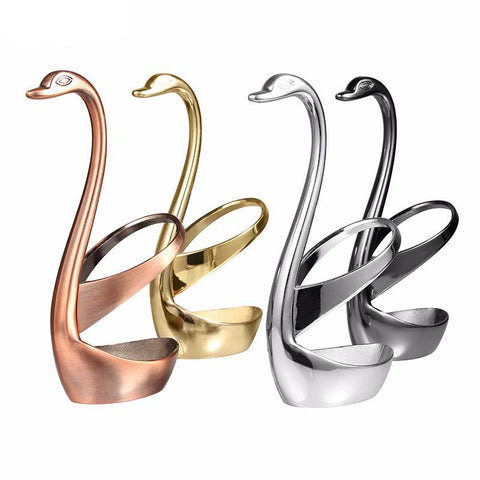Luxury Swan Forks and Scoop Holder