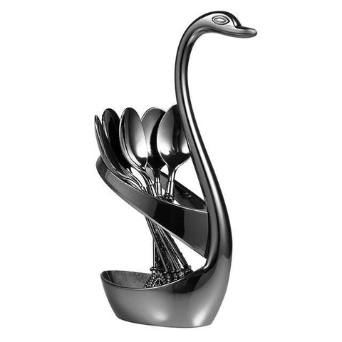 Luxury Swan Forks and Scoop Holder