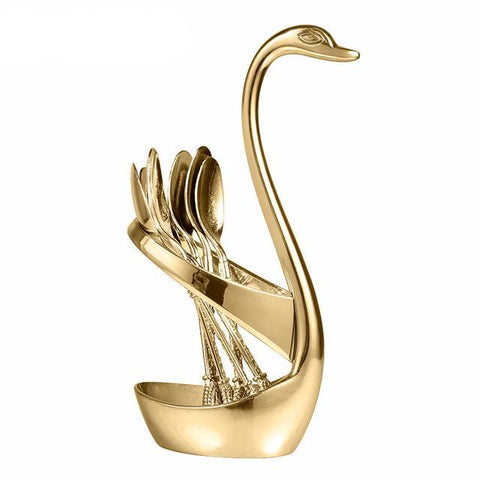 Luxury Swan Forks and Scoop Holder