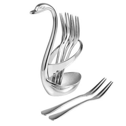 Luxury Swan Forks and Scoop Holder